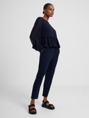 Crepe Peplum T-Shirt - Marine