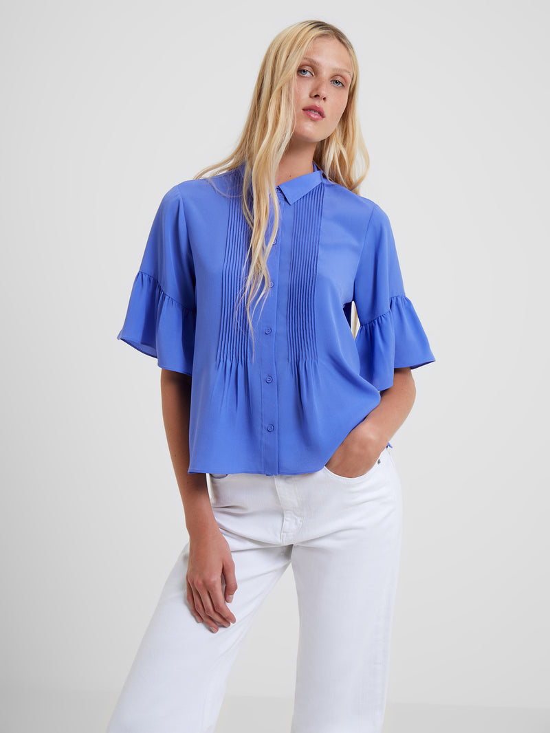 Crepe Tuck Shirt - Baja Blue