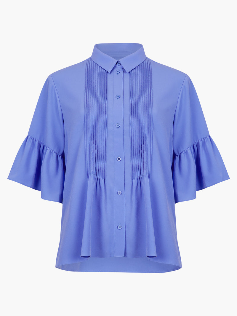 Crepe Tuck Shirt - Baja Blue