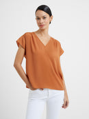Crepe Shoulder Top - Honey Bronze
