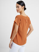 Crepe Shoulder Top - Honey Bronze