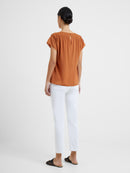 Crepe Shoulder Top - Honey Bronze