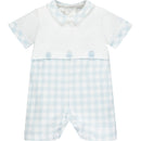 Check Romper - Pale Blue