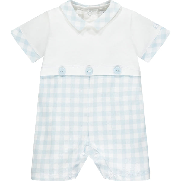 Check Romper - Pale Blue