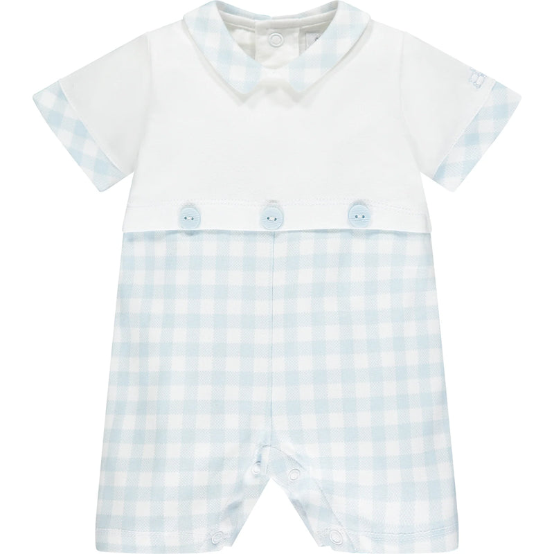 Check Romper - Pale Blue