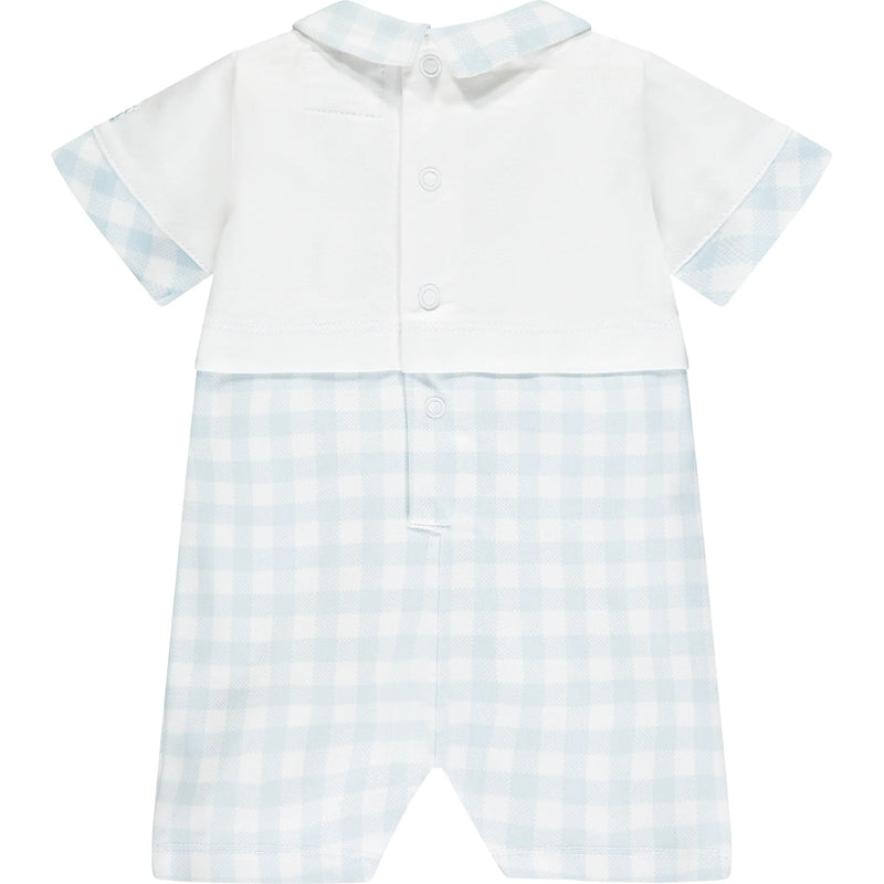 Check Romper - Pale Blue