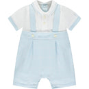 2 in 1 Check Romper - Pale Blue