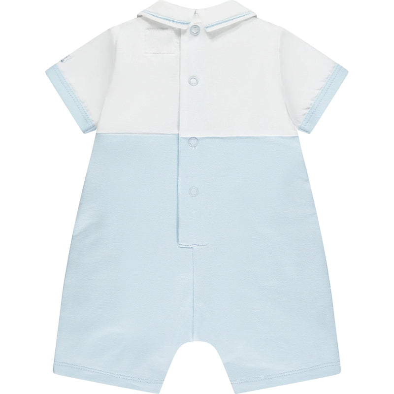 2 in 1 Check Romper - Pale Blue