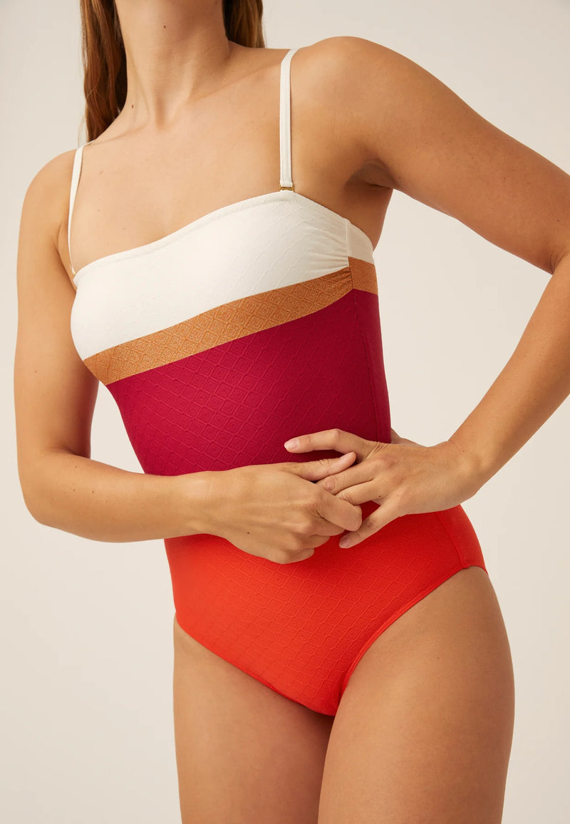 Padded Underwired Swimsuit - Red Shading