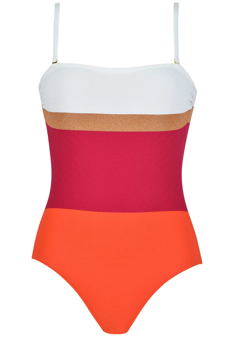 Padded Underwired Swimsuit - Red Shading