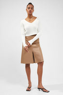 Etta Leather Skirt - Camel