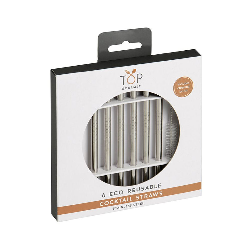 Stainless Steel Cocktail Straws With Cleaning Brush