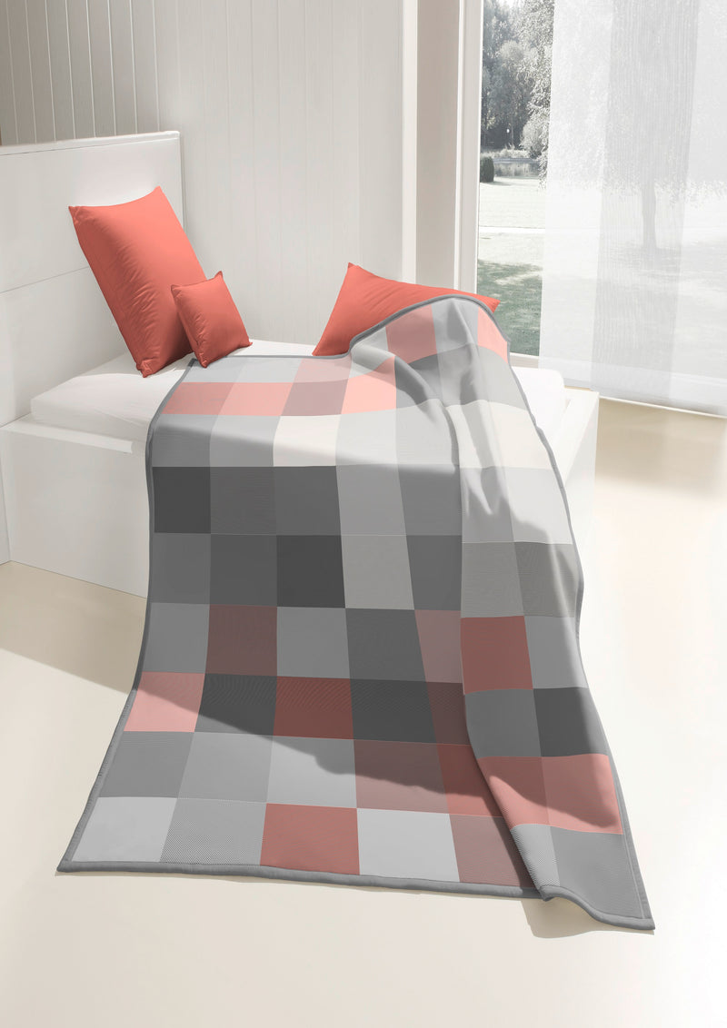 Cotton Home Check Coral Throw - 150x200cm