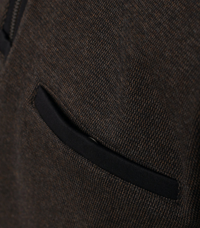 Contrast Collar 1/2 Zip Jumper - Wood Brown