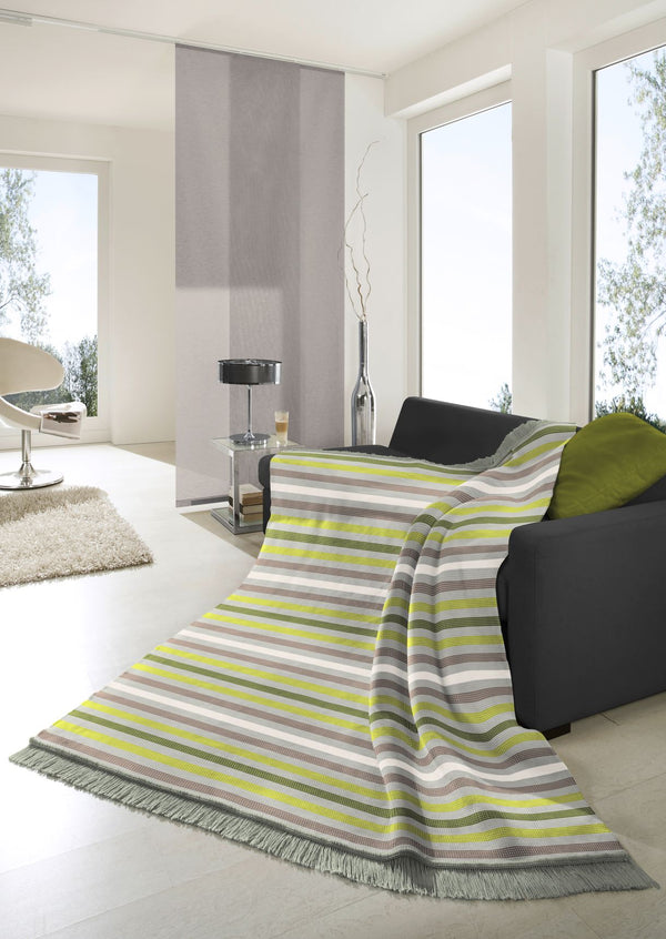Cotton Home Stripe Green Throw 150x200cm
