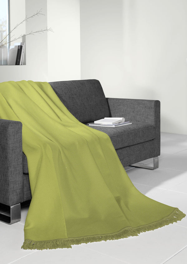Cotton Home Herringbone Green Throw 150x200cm