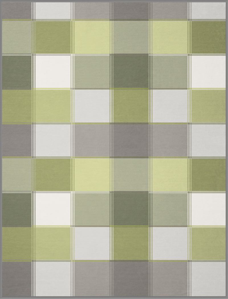 Cotton Home Check Green Throw 150x200cm