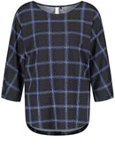 Moon Shine 3/4 Sleeve T-Shirt - Black/blue Check