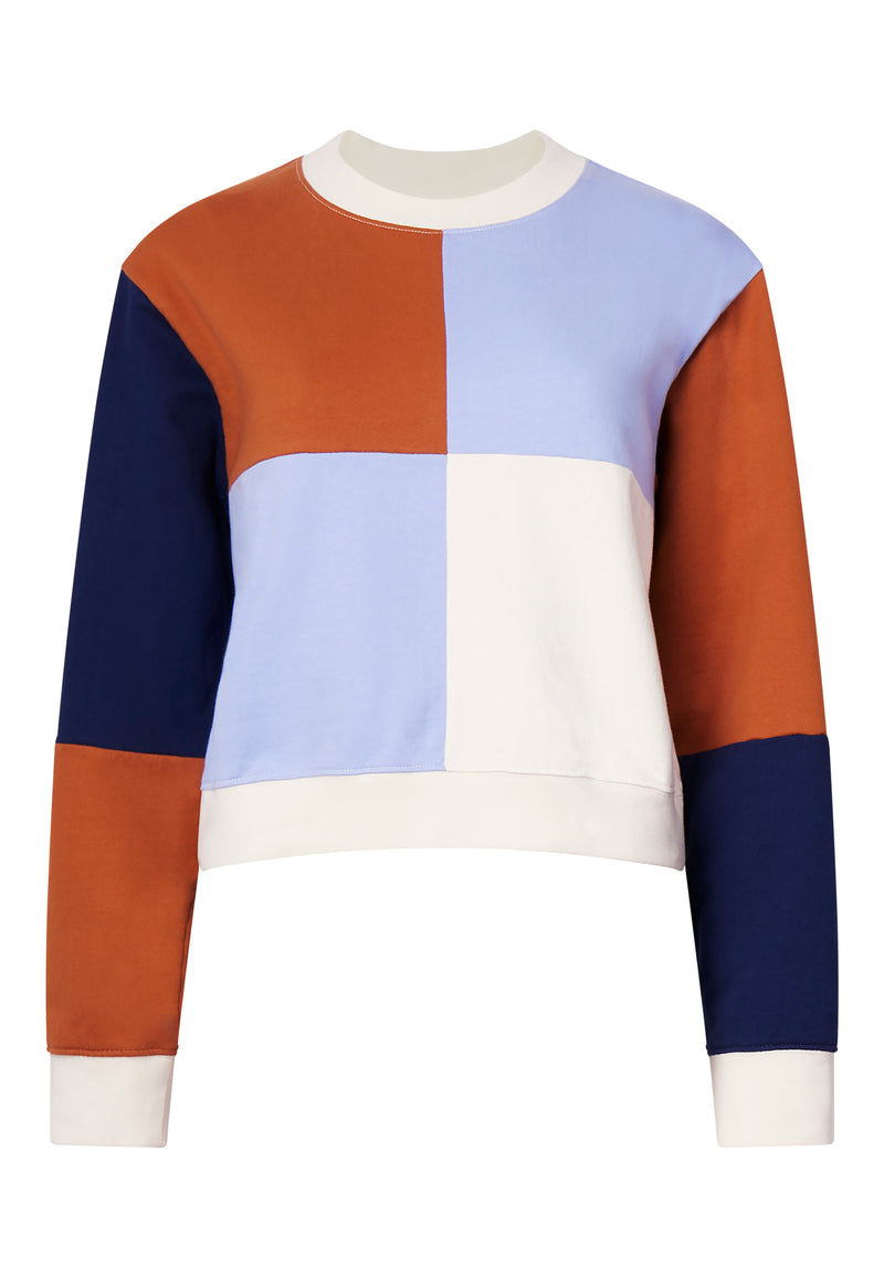 Peri Modal Jersey Sweater - Cream/blue/brown