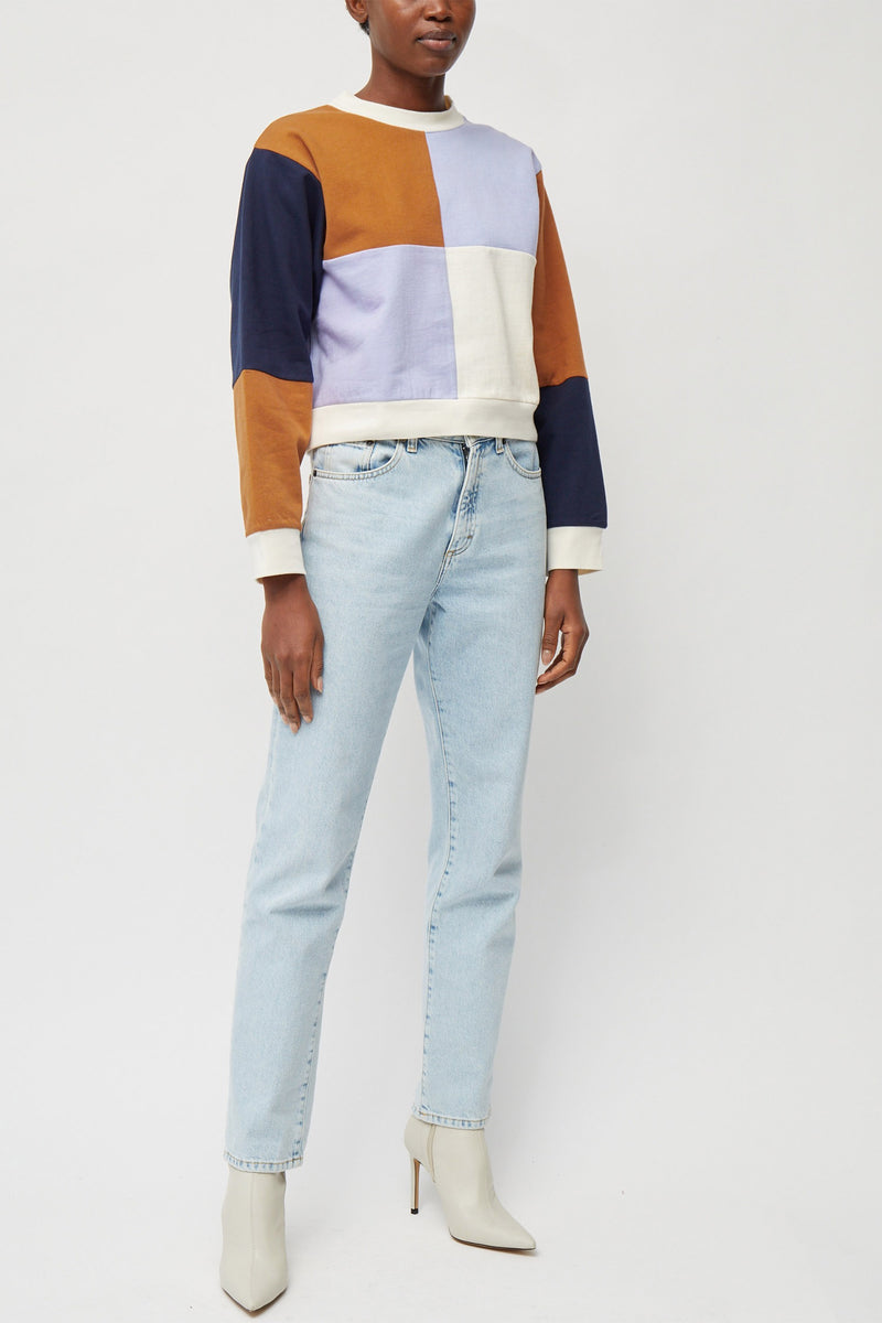 Peri Modal Jersey Sweater - Cream/blue/brown