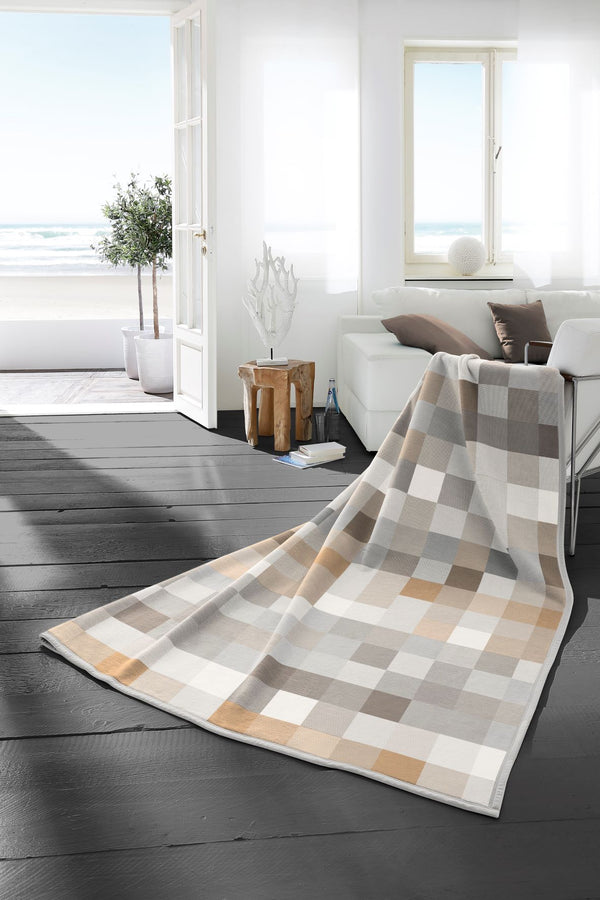 Cotton Rich Square Natural Throw 150x200cm