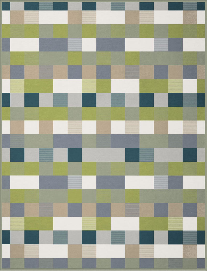 Cotton Rich Mini Squares Olive Throw