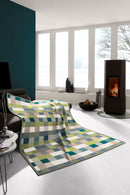 Cotton Rich Mini Squares Olive Throw