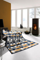 Cotton Rich Mini Squares Mustard Throw