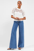 Leah Lace Mix High Nec - White