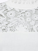 Leah Lace Mix High Nec - White
