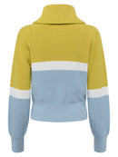 Konnie Half Zip Jumper - Olive/forget Me Not