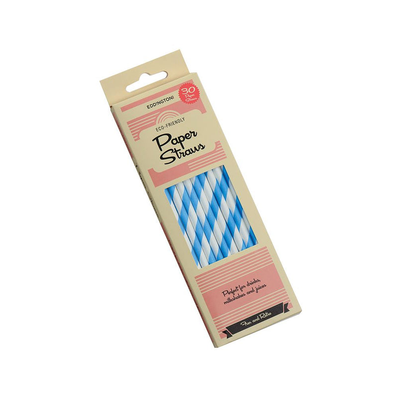 30 Blue Stripe Paper Straws