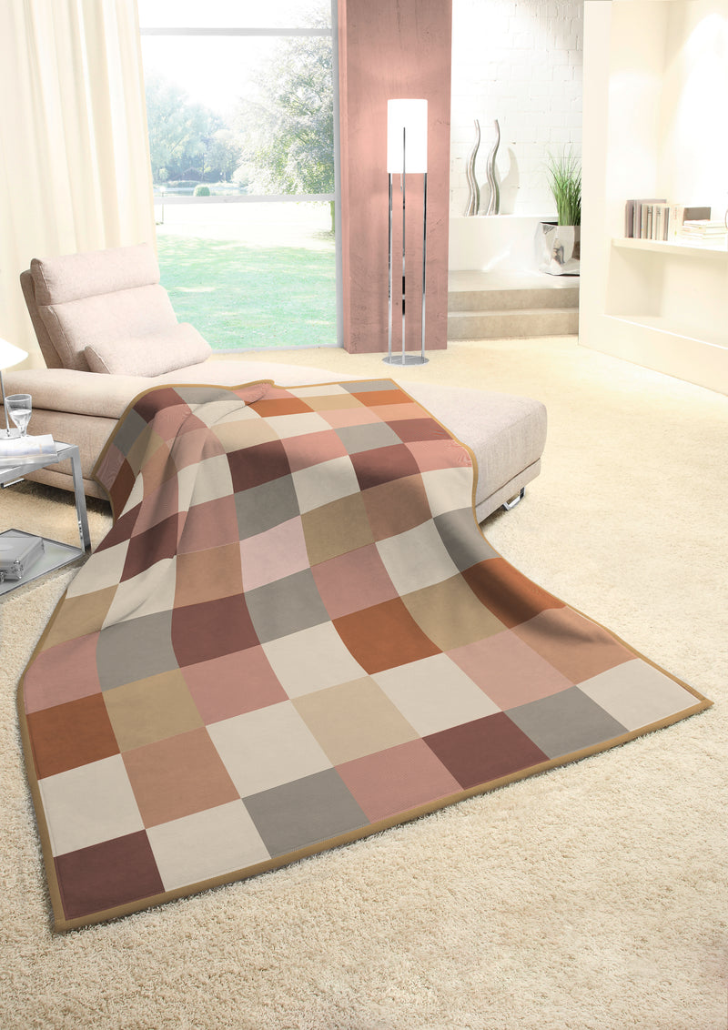 Cotton Rich Check Rust Throw