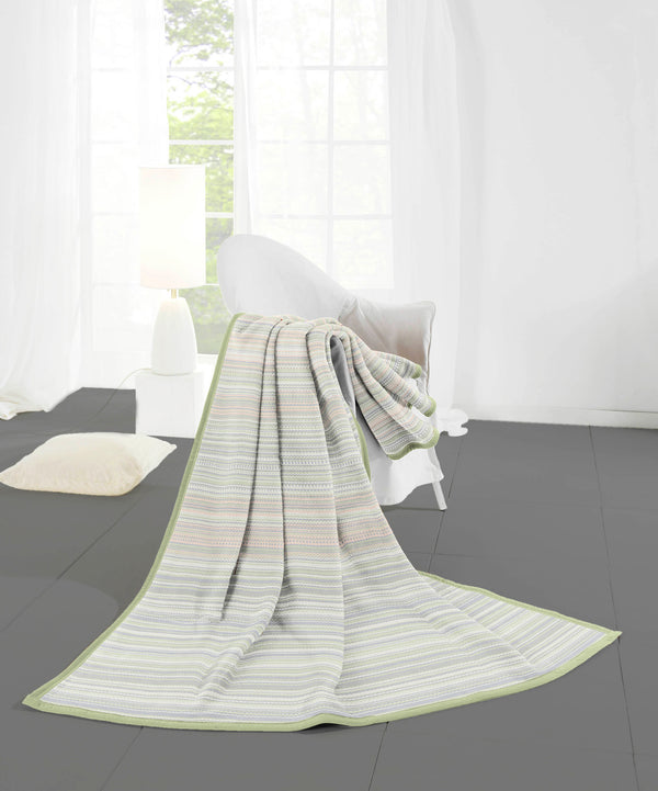 Cotton Rich Stripe Sage Throw
