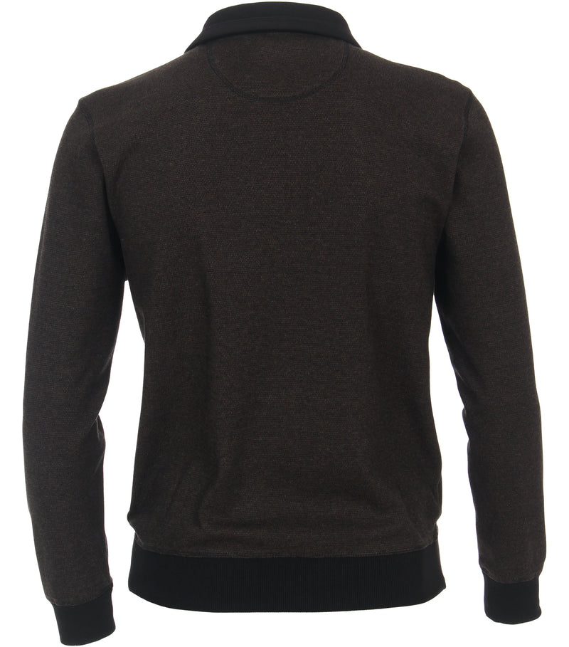 Contrast Collar 1/2 Zip Jumper - Wood Brown