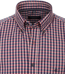 Comfort Fit Button Down Check Shirt - Blue
