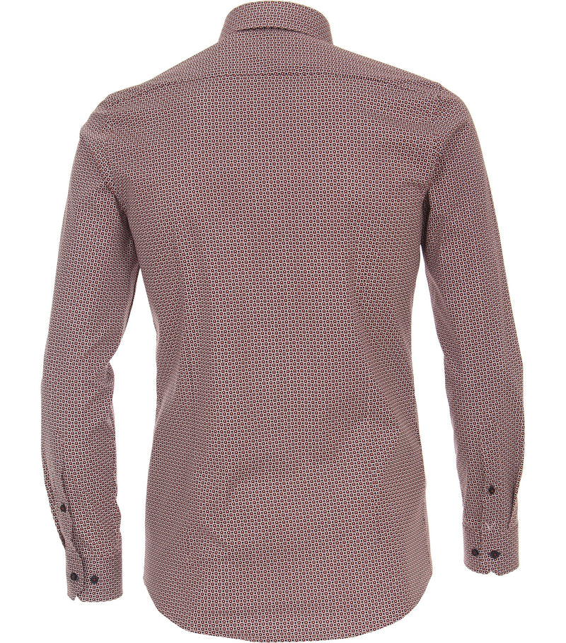 Long Sleeve Body Fit Print Shirt - Orange