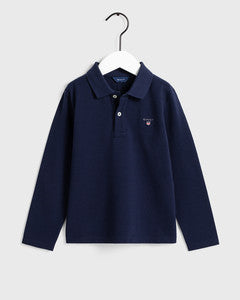 Long Sleeve Polo Shirt - Evening Blue