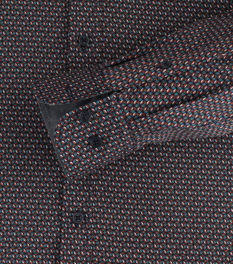 Button Down Print Shirt - Tangarine