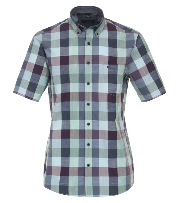 Short Sleeve Check Shirt - Light Blue