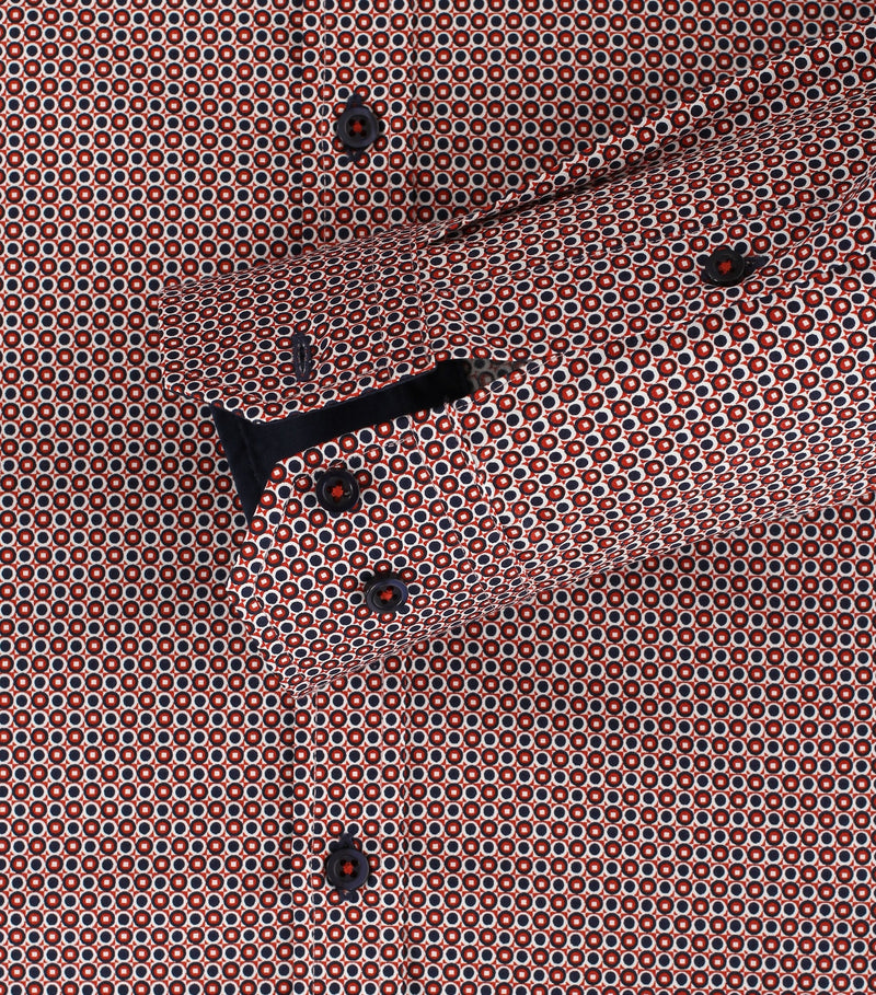 Long Sleeve Body Fit Print Shirt - Orange