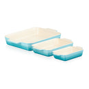 Stoneware 3 Piece Classic Rectangular Dish Set - Teal