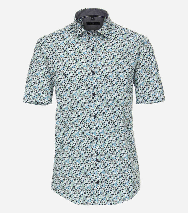 Print Leisure Short Sleeve Shirt - Light Blue