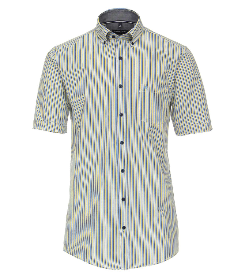 Stripe Leisure Short Sleeve Shirt - Light Blue