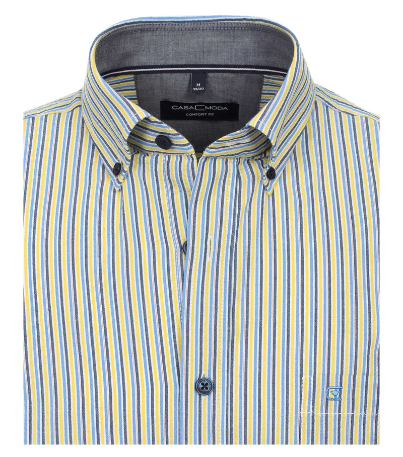 Stripe Leisure Short Sleeve Shirt - Light Blue