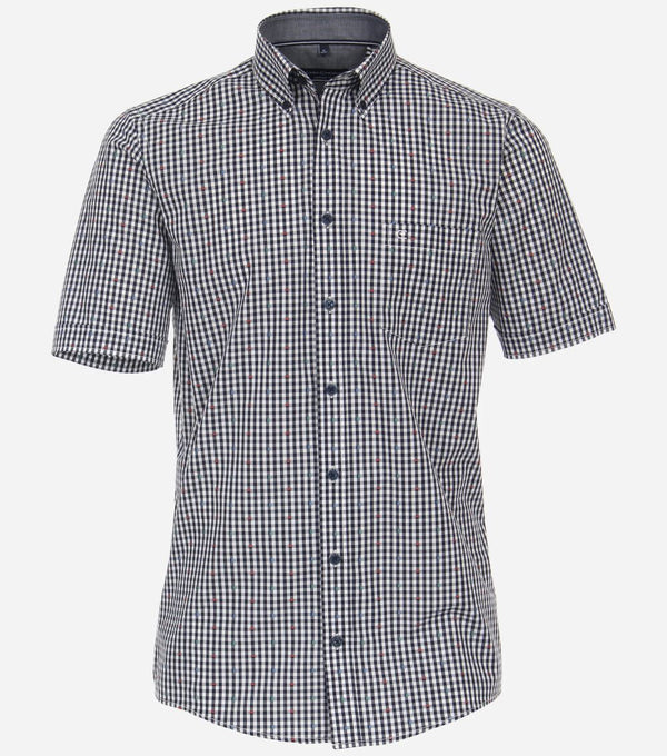 Comfort Fit Button Down Check Shirt - Blue