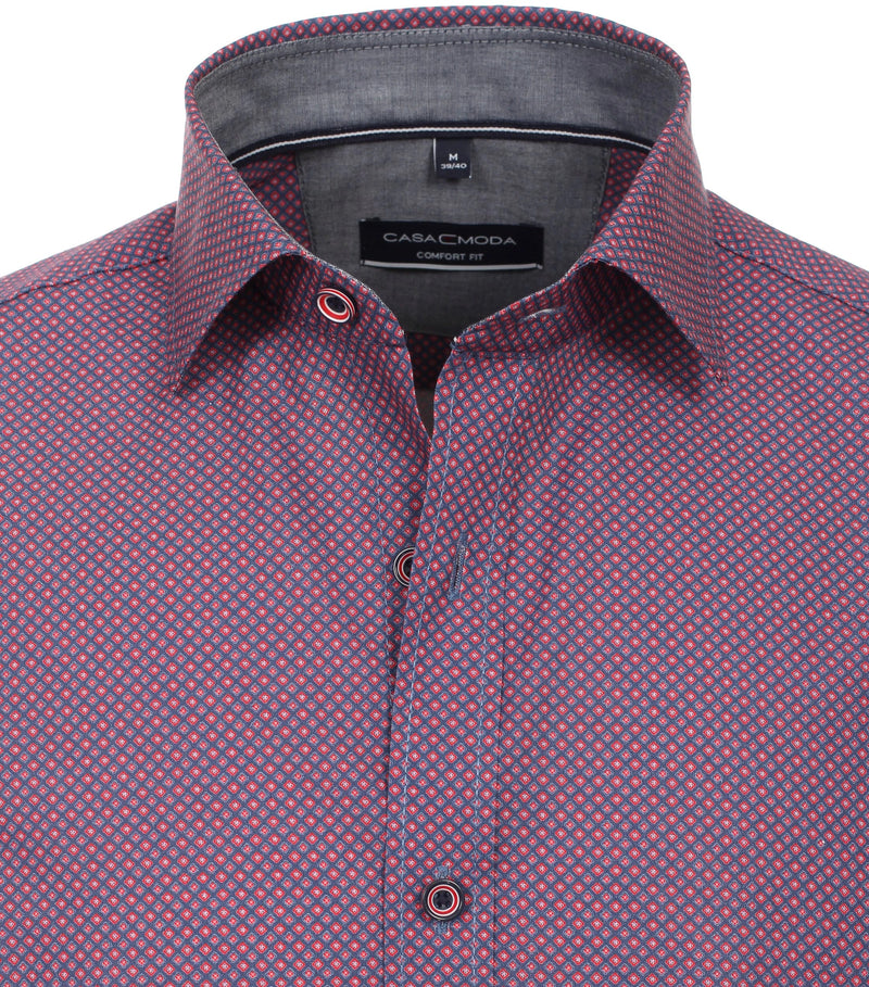 Comfort Fit Button Down Print Shirt - Red