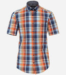 Casual Fit Button Down Check Shirt - Tangarine