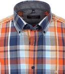 Casual Fit Button Down Check Shirt - Tangarine