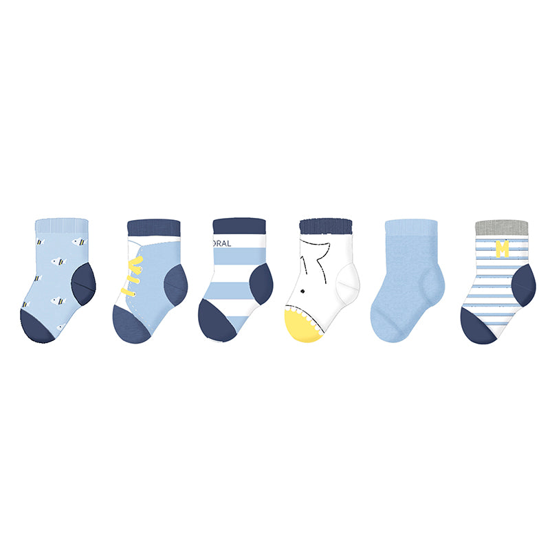 Set Of 6 Socks - Blue